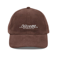 Load image into Gallery viewer, Vintage corduroy cap - Olivetti Ivrea Typewriter Company Hat
